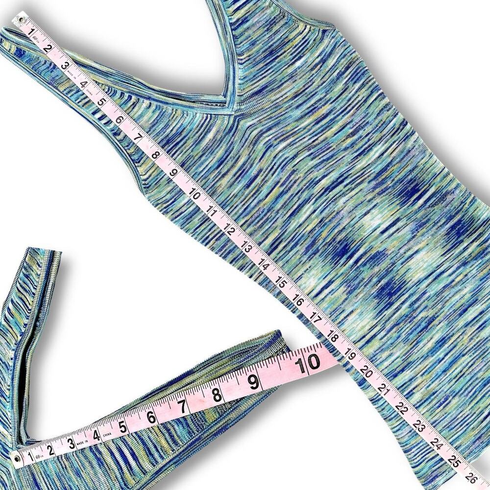 Vintage Bebe Space Dye Rayon Knit Cami Tank Top Blue Green Y2K Stretch Size S - Picture 3 of 8